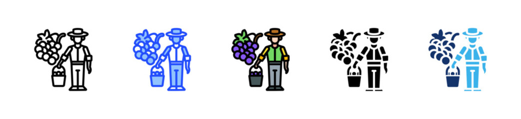 Vineyard Owner Icon Collection With Multiple Styles