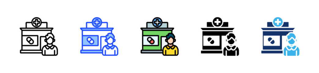 Pharmacy Owner Icon Collection With Multiple Styles