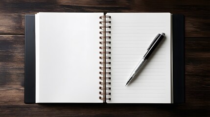 Minimalist wooden desk with an open notebook and writing tools, showcasing simplicity and productivity.