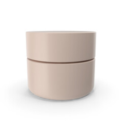 Beige Cosmetic Jar, 3D Rendered PNG with Transparent Background