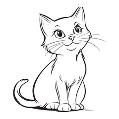 Obraz premium cute black cat cartoon line art and silhouette vector illustration