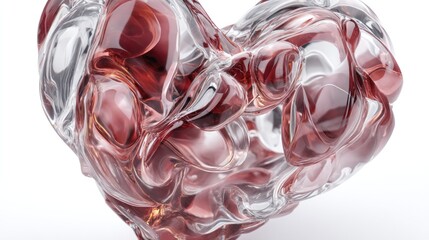 Red Heart Icon in 3D Cartoon Style with Transparent Effect