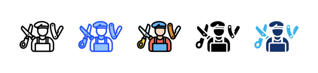 Barber Icon Collection With Multiple Styles