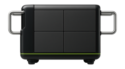 Silent diesel generator with acoustic panels and retractable handles