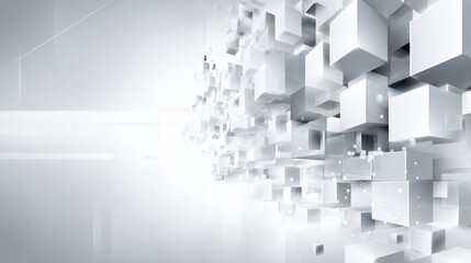 Abstract 3D Cube Background with Random Shifted Blocks in White