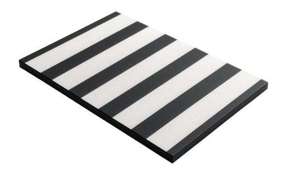 Pedestrian crosswalk with zebra stripe pattern and reflective paint