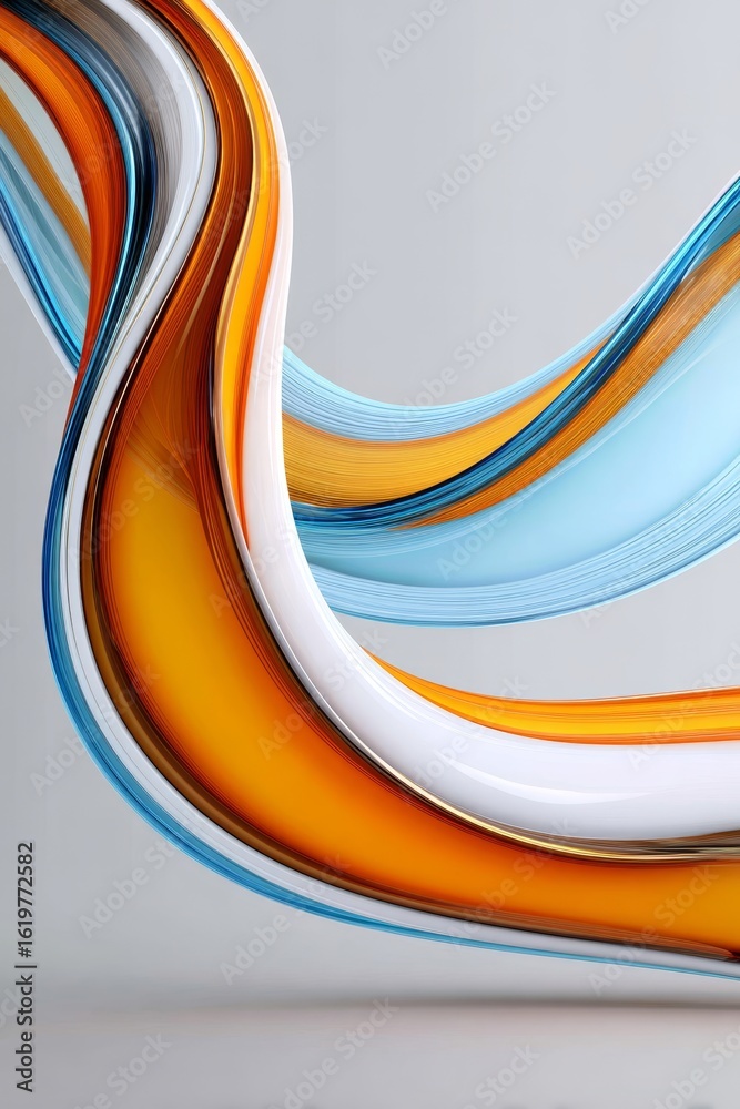 Wall mural elegant and dynamic stock image of fluid curves in glossy hues capturing ethereal charm and energy