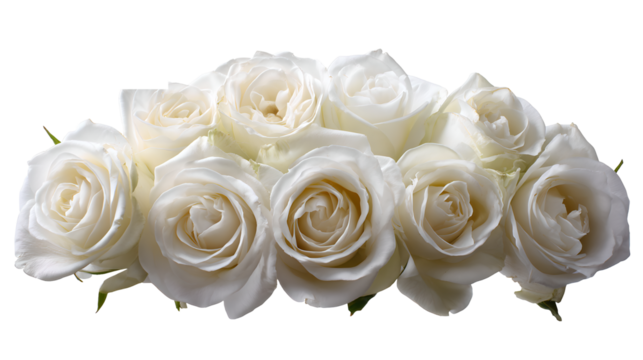 white wedding rose decoration on transparent background