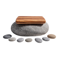 Smooth Stones with Wooden Accent on Neutral Background