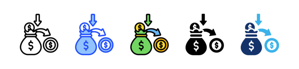 Business Flow Icon Collection With Multiple Styles