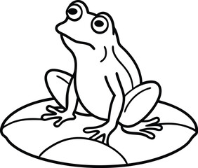 Cute frog sitting on a lily pad isolated on white background