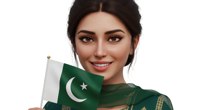 Young brunette student smiling and holding Irish flag at school or university