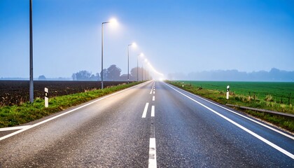 Fototapeta premium Empty road stretching into a hazy morning