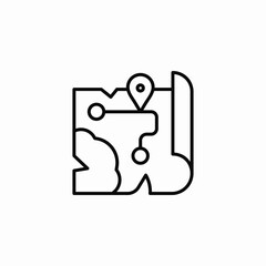 paper map route icon sign vector