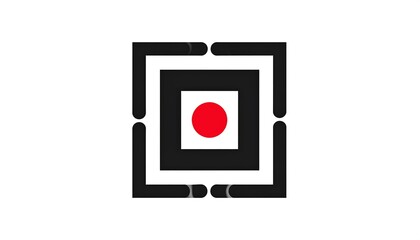 Abstract square design with a central red circle