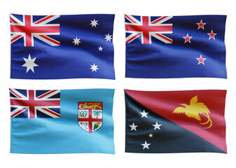 Oceania Continent flags on transparent background png
