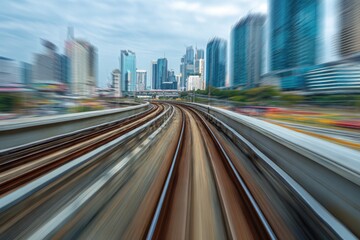 Obraz premium Cityscape view from a speeding train