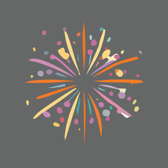 Colorful hand-drawn firework explosion illustration. Abstract festive burst for celebration, party, and holiday graphic design elements.