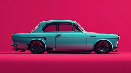 Elegant photo of vintage blue car.