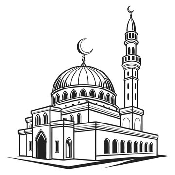 black and white mosque building clip art preview