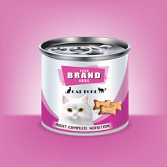 Design a can for cat food. Aluminum cans for food packaging.