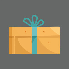 A simple flat illustration of a wrapped gift box with a decorative blue ribbon and bow. Perfect for holiday, birthday, or any celebration concept, isolated on a solid background.