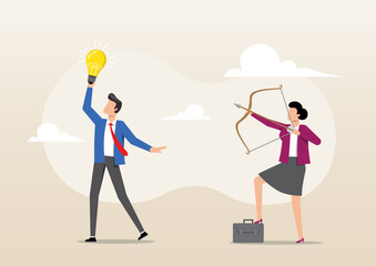 a businessman proudly holding a glowing lightbulb representing an innovative idea