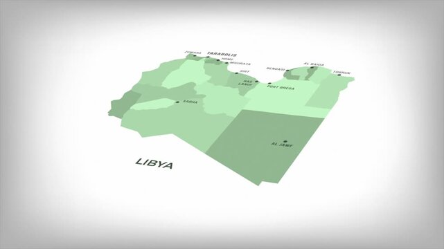 Animated Map of LIBYA with states Borders and Major Cities Positions