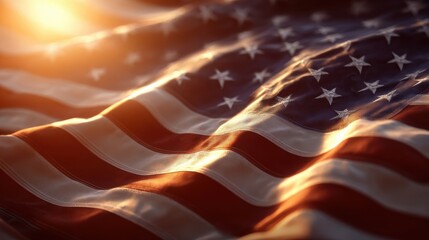 Elegant photo of abstract background with glowing lines of US flag.