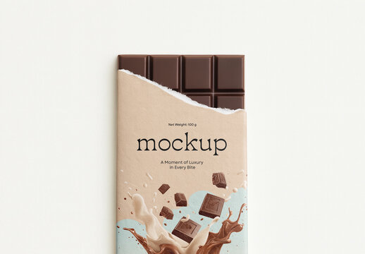 Chocolate Bar Packaging Mockup on White Background