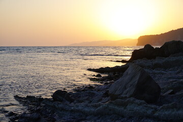 Sunset over the Black Sea. Inal Bay.