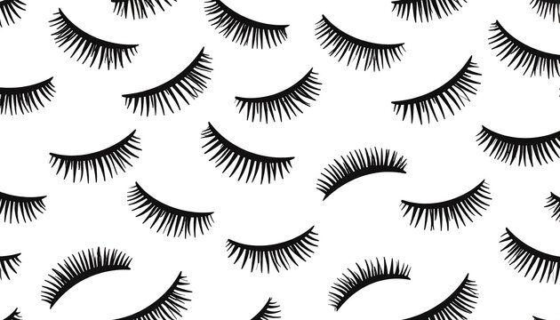 Black eyelash patterns on white background