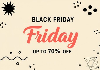 A festive sale poster announcing a discount of up to seventy percent