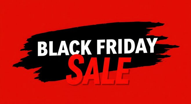 Promotion with friday sale on red background and black brushstroke