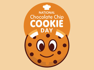 National Chocolate Chip Cookie Day with smiling cookie character