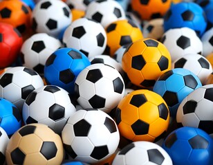 A large pile of colorful miniature soccer balls