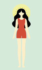 Woman with Halo Illustration on Pastel Background