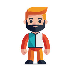 Modern Style Bearded Man Character Illustration
