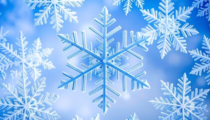 Winter snowflakes in vibrant blue