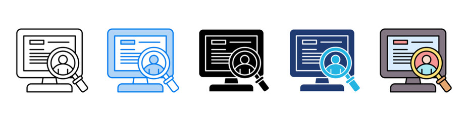 Online recruitment icon set multiple style collection