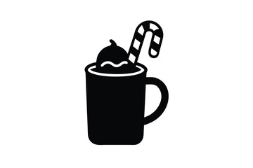 vector icon of holiday mug with whipped cream and
