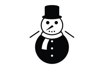 snowman vector icon with scarf and carrot nose  fl