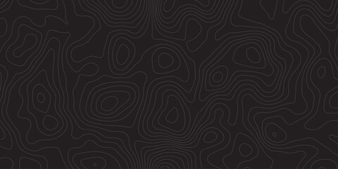 "Dark topographic contour line background with abstract elevation map pattern. Ideal for modern, tech, military, or geographic design themes. Clean vector-style mapping texture on black"
