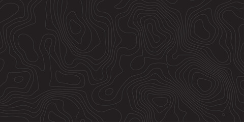 "Dark topographic contour line background with abstract elevation map pattern. Ideal for modern, tech, military, or geographic design themes. Clean vector-style mapping texture on black"
