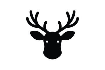 flat design vector icon of a reindeer head with an