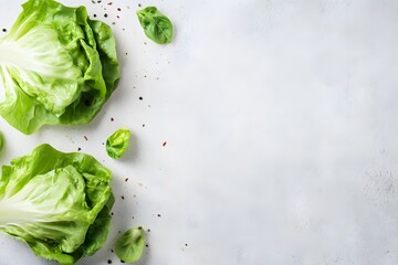 Obraz premium Low-carb lettuce wraps on a neutral background with a minimalist layout and text-ready space on the side.
