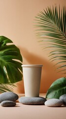 disposable coffee cup standing on a table