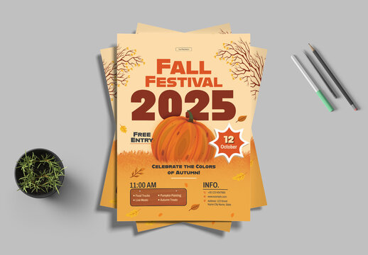 Fall Festival Event Flyer Layout Template