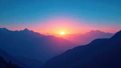 Sunrise over a mountain range.