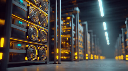 Bitcoin Mining Farm Crypto Currency Server Racks Power Coin Crypto Center